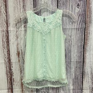 Cherokee Girls Mint Green Sleeveless Shirt Lace over Liner Size M (7/8). #5130